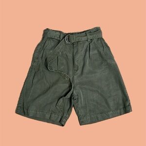 H&M Women’s Belted High Rise Jean Shorts in Army Green Sz 2